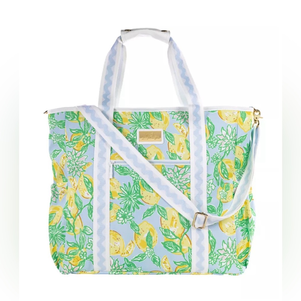 Lilly Pulitzer Insulated Picnic Cooler Bag w/ Mesh Pouch - Bluette Make Lemonade